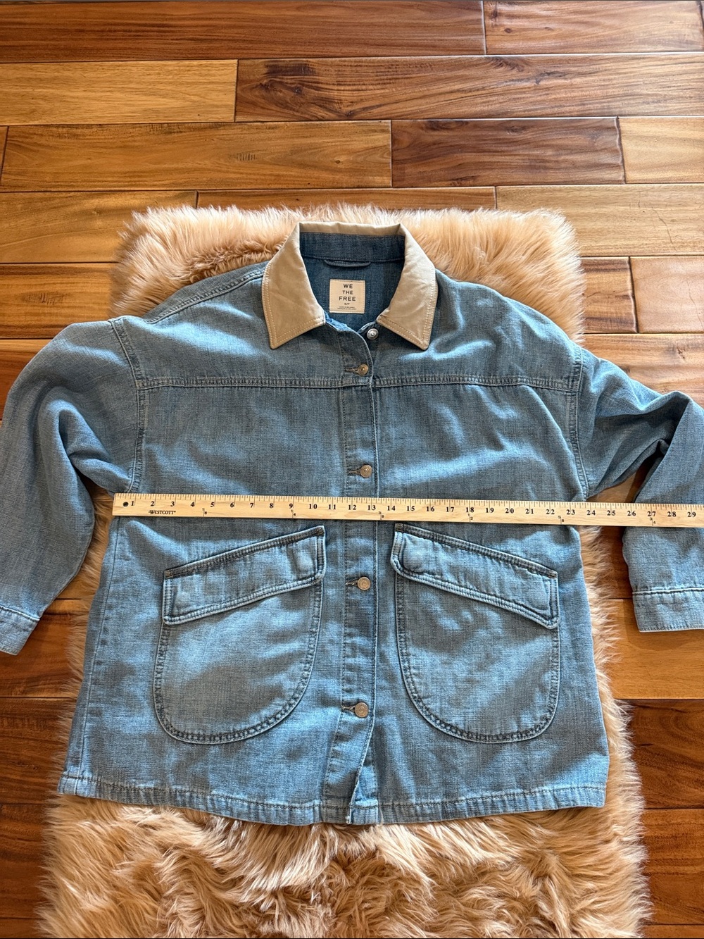 Free People “We The Free” Lemon Denim Jacket size Small - Picture 6 of 13